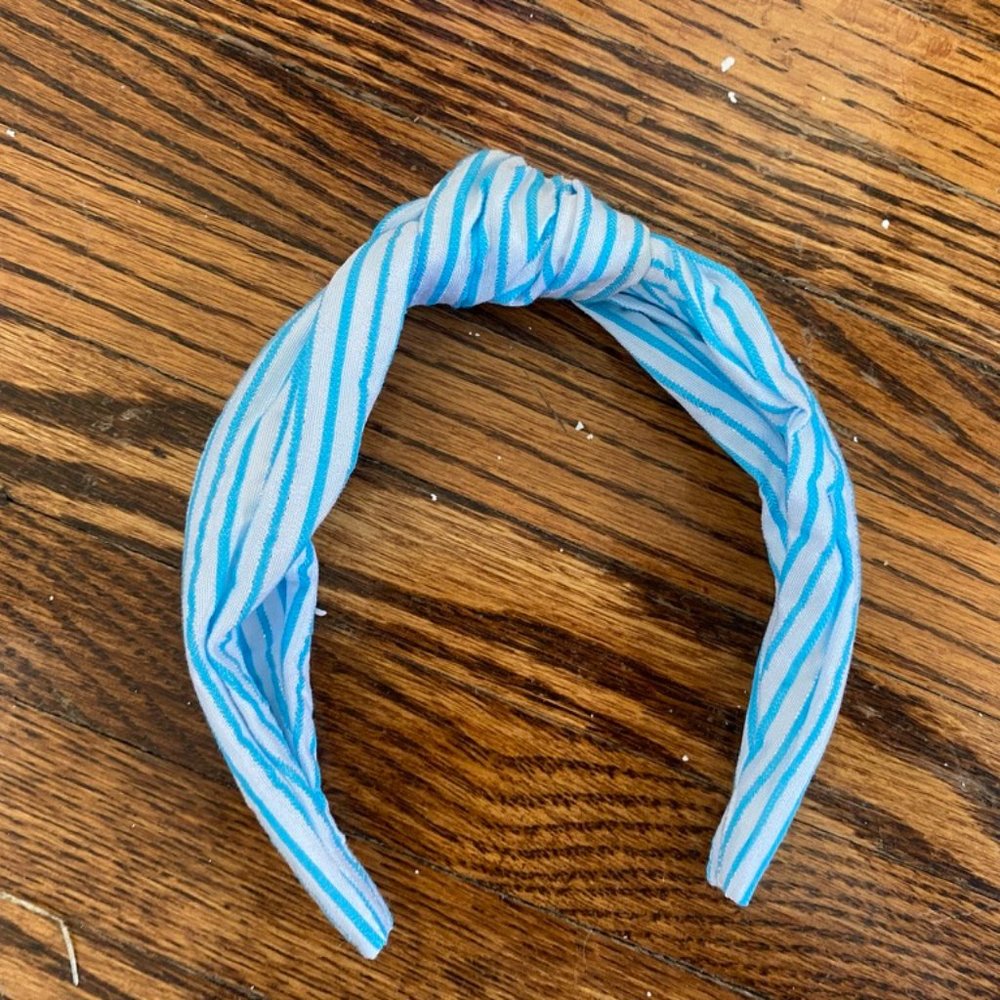 J. Crew Turquoise/White Shimmer Stripe Headband